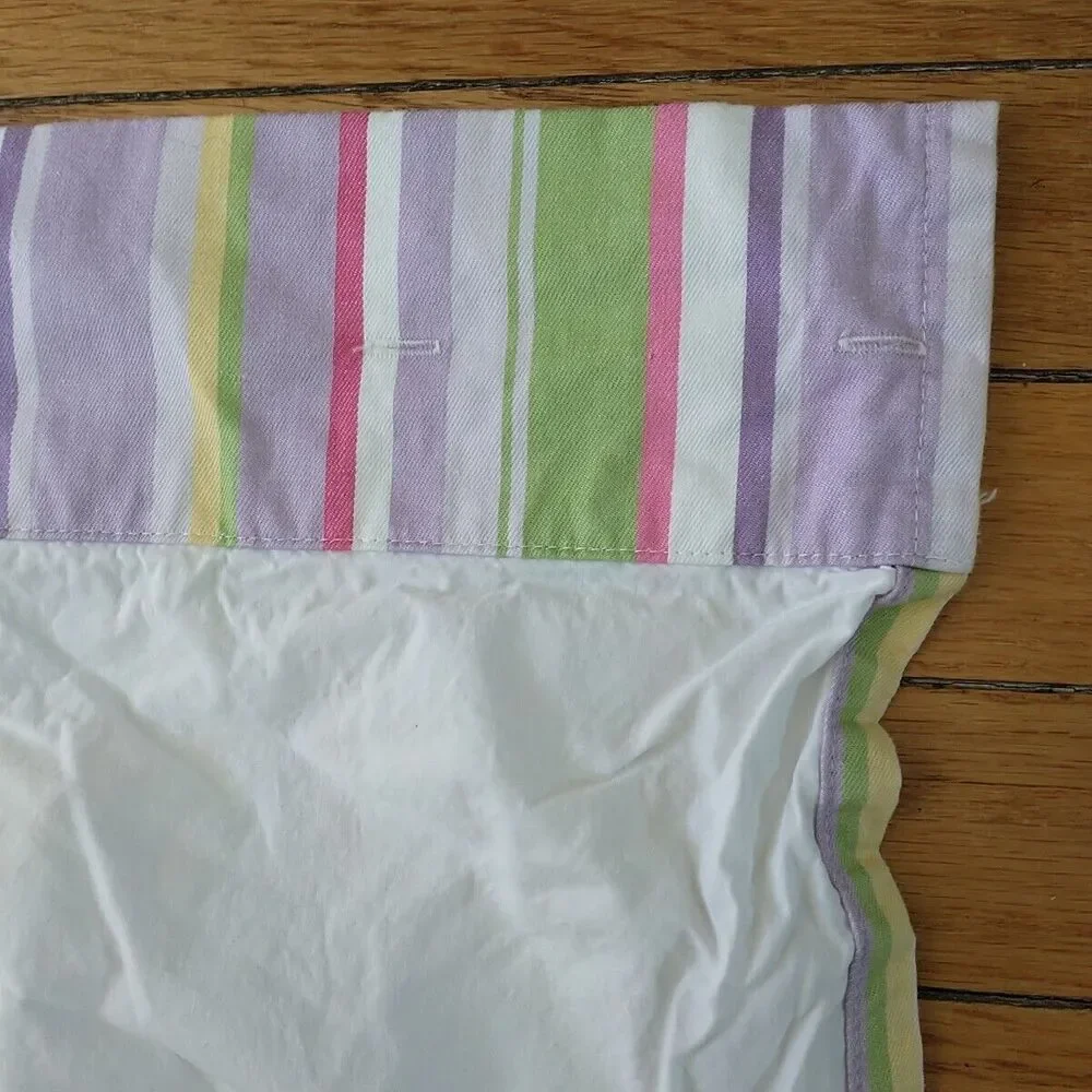 Pair POTTERY BARN KIDS Panel Curtain Drape Lined Multicolor Stripe Cotton 44x63